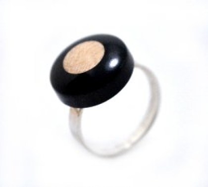 Adjustable opening ring made of 925 silver, Ebony wood & Poplar. very beautiful and easy to wear.